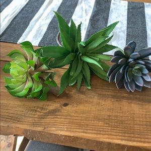 3 faux succulent stems
